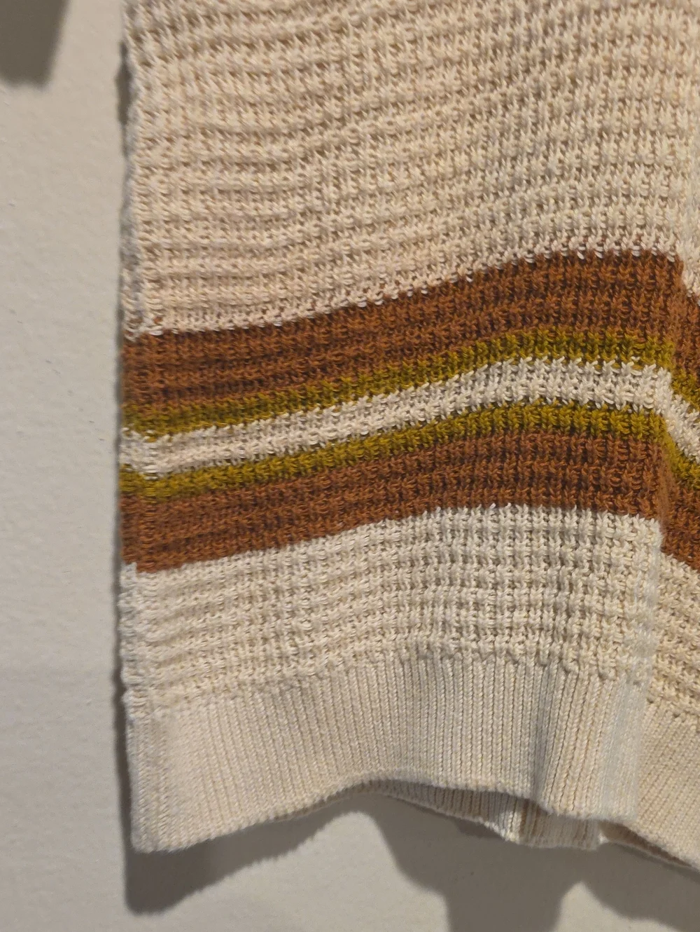 Bebe Organic Kids Cream Knit Polo Top with Brown & Olive Stripes Size 6